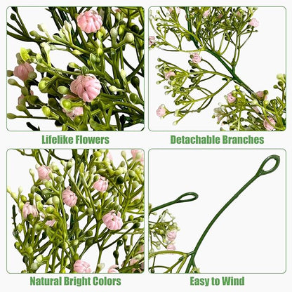 2 Pcs 5.9Ft Artificial Baby's Breath Garland Vine, 162 Branches Real Touch Faux Gypsophila Vines, Pink Fake Hanging Flowers for Wedding Arch, Home Decor, Baby Shower, New Year Party Decoration
