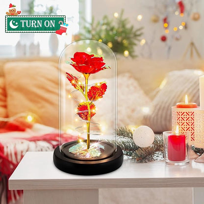 Childom Christmas Rose Gifts for Women,Birthday Gifts for Women Mom Christmas,Flowers for Delivery Prime,Red Light Up Rose in A Glass Dome,Anniversary Rose Gift for Her Grandma Valentines Day