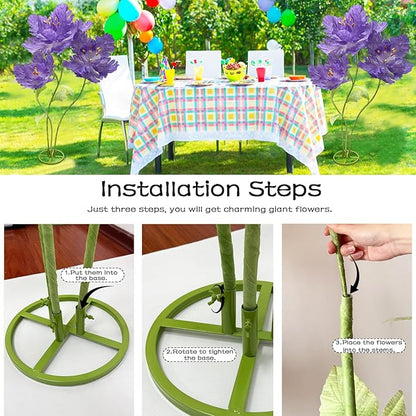 Large Artificial Plants & Flowers Giant Fake Flowers for outdoors Decorative, Long Stem Indoor Big Artificial Flower Art Home Decor for Wedding Reception Arrangement Birthday Party Shop (Purple)