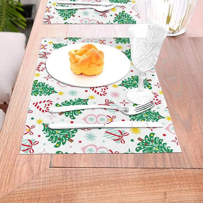 Placemats Set of 4 PVC Woven Place Mats Heat Resistant Easy to Clean for Indoor Outdoor Party Kitchen Dining Table Decoration 12"x18",Christmas Style