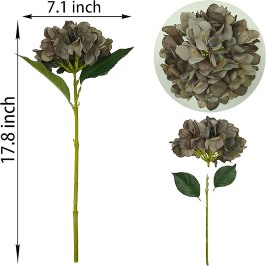 Brown Hydrangea Artificial Flowers,6 Pcs Faux Hydrangea Flowers,Artificial Hydrangeas Flowers with Stems,Fake Hydrangeas,Silk Hydrangeas Flowers with Stems for Home Decor (6, Coffee)