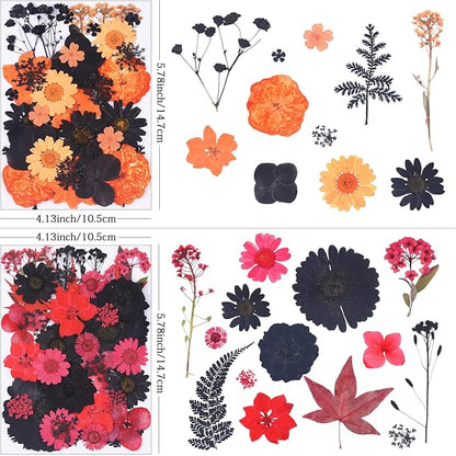 154Pcs Black Dried Pressed Flowers for Crafts,Xinxinran Dry Flowers Kit for Resin Molds,Epoxy Resin Accessories,Bookmark,Nails, Jewelry Molds,Candle Making Supplies,Soap,Frame