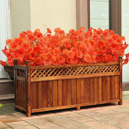 2 Bundles Artificial Eucalyptus Morning Glories with Ground Spikes,21.65 Inch Artificial Fall Flowers Faux Mums, UV Resistant Faux Shrubs Fake Mums for Outdoor Garden Fall Decor(Orange)