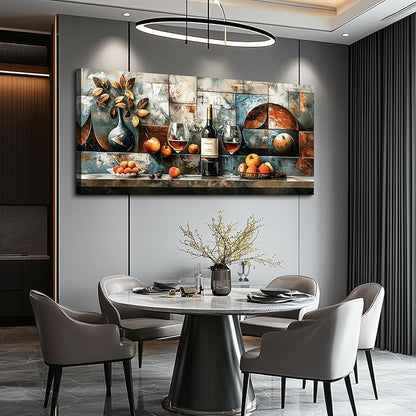 hyidecorart Wine Glass Fruit Modern Painting Wall Art For Kitchen Wall Decor For Living Room Dining Room Decorations Liquor Still Life Canvas Prints Artwork Bar Pub Posters Home Decor Ready to Hang
