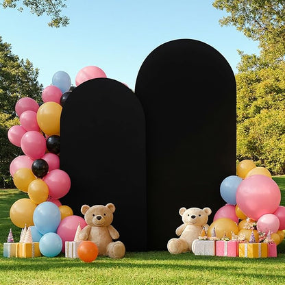 Black Arch Backdrop Covers - 7.2FT, 6FT Spandex Fitted Wedding Arch Stand Covers Double-Sided Arch Covers Stretchy Backdrop for Christmas Party, Wedding, Birthday, Baby Shower Decorations