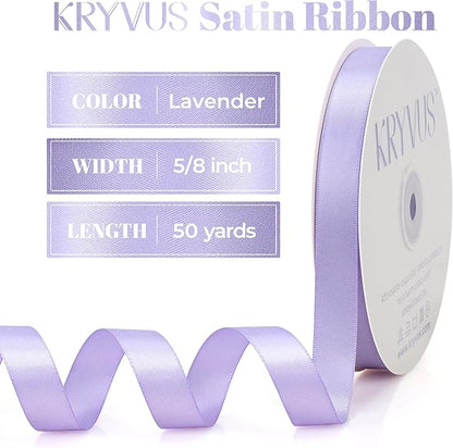 Lavender Satin Ribbon, Double Faced 5/8 Inch X 50 Yards Lavender Ribbon, Premium Satin Ribbon for Gift Wrapping, Crafts, Hair Bow Making, Sewing, Flower Bouquet, Wedding Party Decor