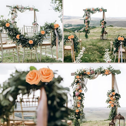 100PCS Orange Artificial Flowers Roses Real Looking Foam Fake Roses with Leaves and for DIY Wedding Bouquets Bridal Shower Centerpieces Party Decorations (Orange, 100)