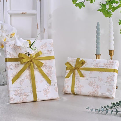 Double Face Gold Satin Ribbon 1/2 inch X 50 Yards Polyester Gold Ribbon for Gift Wrapping Very Suitable for Weddings Party Hair Bow Invitation Decorations and More