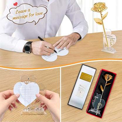 Sinvitron Gold Dipped Rose Real 24K Gold Rose, Hand Dipped One of a Kind Golden Roses, Romantic Gifts for Women on Birthday, Anniversary, Mother’s Day (Gold)