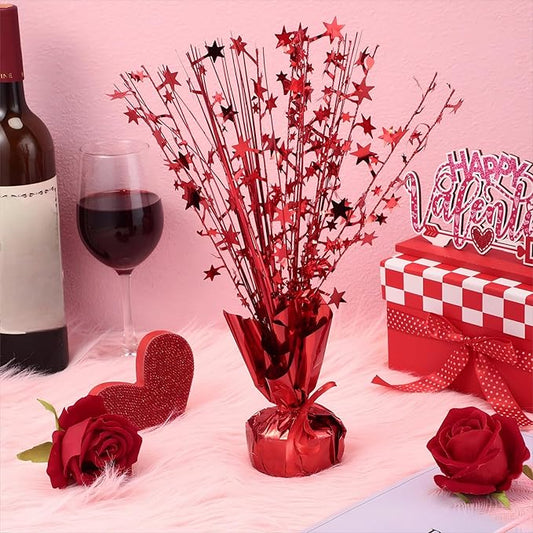 Crowye 3 Pieces Metallic Foil Spray Centerpiece Christmas Party Star Table Decoration Burst Centerpieces Fall Table Decor for Birthday New Year 2026 Party Holiday(Red)