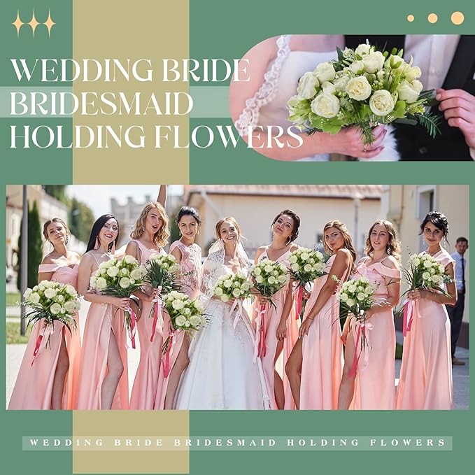 Sumind 16 Bundles Peonies Artificial Flowers Bulk Wedding Silk Faux Flowers with Stems Faux Peony Wedding Bouquets for Bride Florals Arrangements Decor for Table Centerpiece Vase Decoration(White)