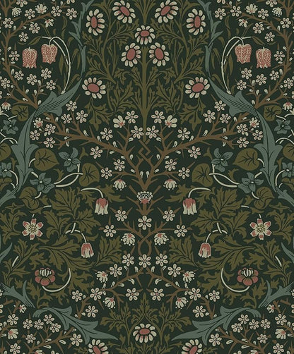 NextWall Seabrook Designs Victorian Garden Floral Vintage Prepasted Wallpaper (Greenery)