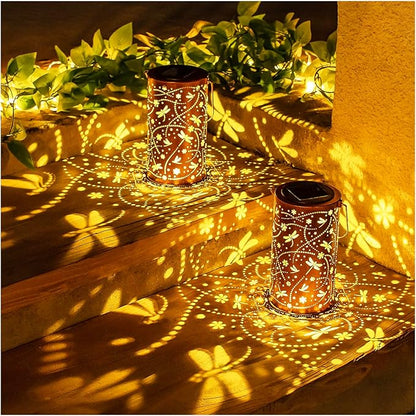 Christmas Gifts for Women Dragonfly Solar Lanterns Outdoor Waterproof Hanging Solar Lights Dragonfly Gifts for Women Men Metal Decorative LED Lanterns for Garden Decor,Yard,Patio,Lawn,Tabletop,Pathway