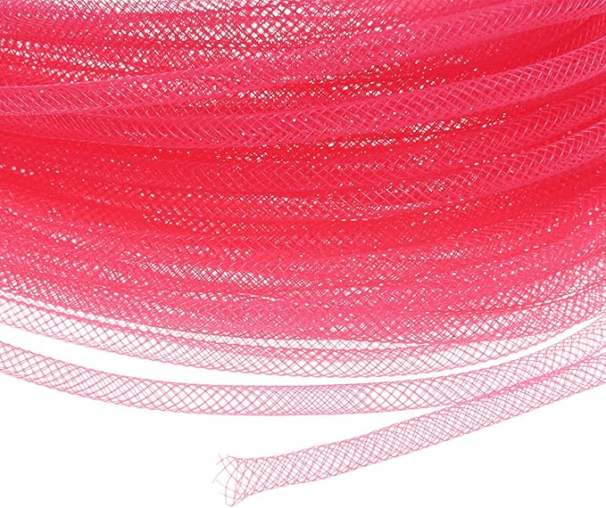 Mesh Tube Ribbon 45 Yards, 4mm Elastic Fabric Ribbons Mesh Tubing for Crafts/Gift Wrapping/Flower Bouquets/Wedding/Birthday/Holiday/Wreaths Christmas/Decoration[Peach]