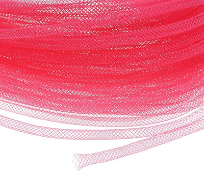 Mesh Tube Ribbon 45 Yards, 4mm Elastic Fabric Ribbons Mesh Tubing for Crafts/Gift Wrapping/Flower Bouquets/Wedding/Birthday/Holiday/Wreaths Christmas/Decoration[Peach]