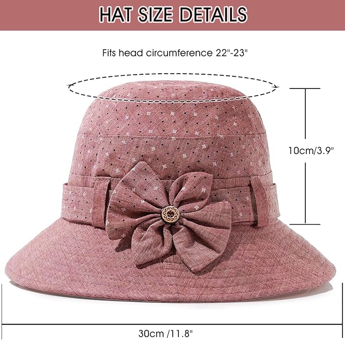 Glamorstar Cloche Hats for Women Vintage Bowler Hat Floral Fedora Bucket Hats