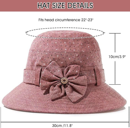 Glamorstar Cloche Hats for Women Vintage Bowler Hat Floral Fedora Bucket Hats