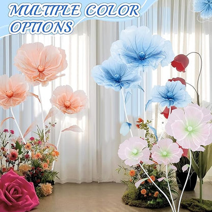 Giant Flowers for Decoration with Stand 5.57FT Blue Large Fake Flowers Big Faux Silk Floral for Outdoor Party Ceremony Reception Photography Props Mall Display