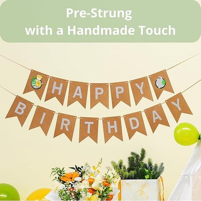127 PCS Safari Birthday Decorations – Includes Safari Balloon Arch Kit, Pump, Cake Topper, Plates, Napkins, Bamboo Forks, and Banner – Animal Birthday Party Decorations for Boys, Girls, Serves 20