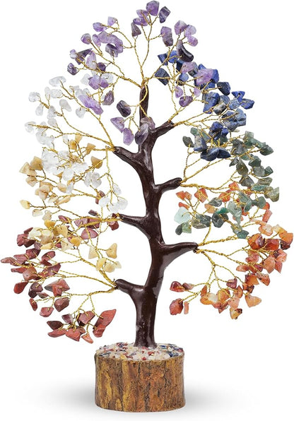 YATHABI 7 Chakra Tree of Life Decor - Crystal Tree - Feng Shui Decor - Crystal Bonsai Tree - Gem Tree - Gemstone and Crystals - Spiritual Tree - Chakra Stones - Crystal Gifts - Birthday Gift for Women