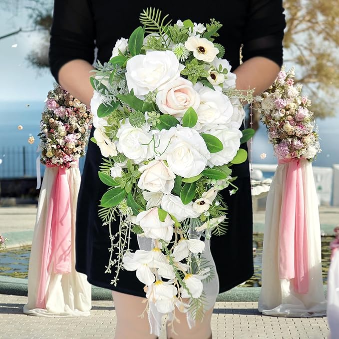 Bridal Bouquet Decoration Ornament Lightweight Rustic Wedding Toss Bouquet Bride Flower for Party Outdoor Anniversary
