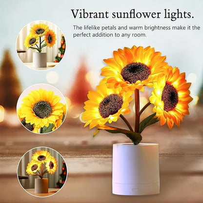 Sunflower Flower Lamp Gifts for Women, Birthday Christmas Ideal Gifts for Women Mom Granddaughter Girlfriend Friend Wife Anniversary Birthday, Bedroom Bar Coffee Shop Sunflower Night Light Lamp Decor