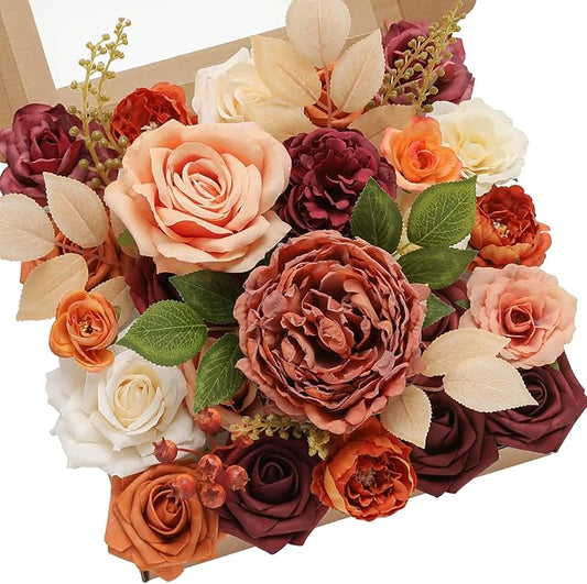 Serwalin Artificial Flowers Orange Marigold Fall Flowers Fake Wedding Cake Flowers for DIY Wedding Bouquets Bridal Shower Centerpieces Floral Arrangement Home Decor