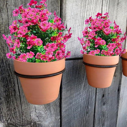 2 Pack Artificial Boxwood Topiary Ball Trees - 23" with Ground Spike, Weather Proof UV Resistant Faux Greenery Shrubs & Bushes for Indoor/Garden, Yard, Porch, Patio Decor (Rose Red)