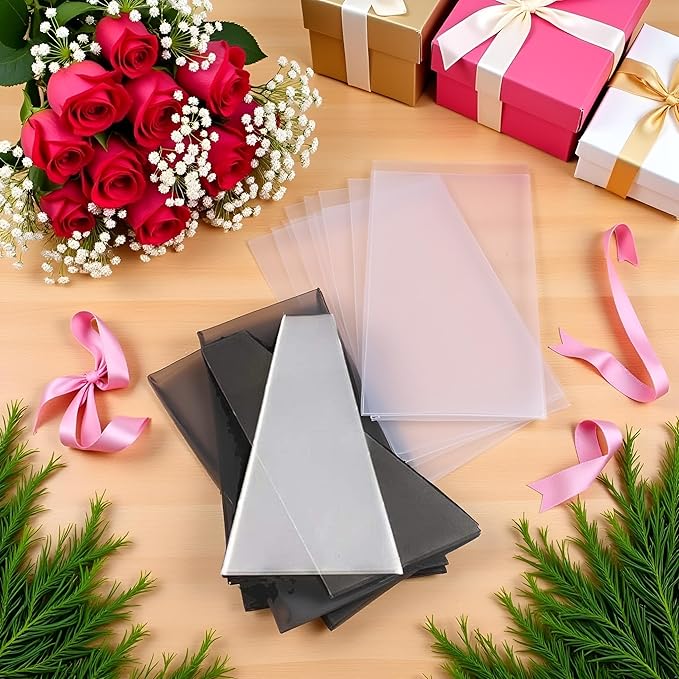 100 Pcs Transparent Flower Packaging Bags,Clear Plastic Flower Bouquet Bag Sleeve Cellophane Bags Rose Packaging Gift Wrap Cellophane for Valentine's Day, Gift Wrap Cellophane Bags