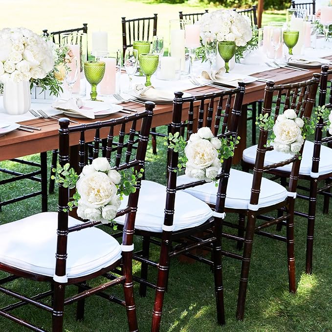 XunYee 85 Pcs Artificial Peony Flower Bulk for Wedding Party Faux Peony Bouquet Silk Florals Arrangements for Wedding Table Centerpiece Festival Birthday Vase Decoration(White)