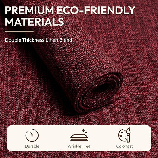 Blue Forest Placemats Set of 4, Dual-Layered Thickened Faux Linen Cloth Place Mats Heat Resistant Machine Washable Wrinkle Free Table Mats Indoor/Outdoor (Red)