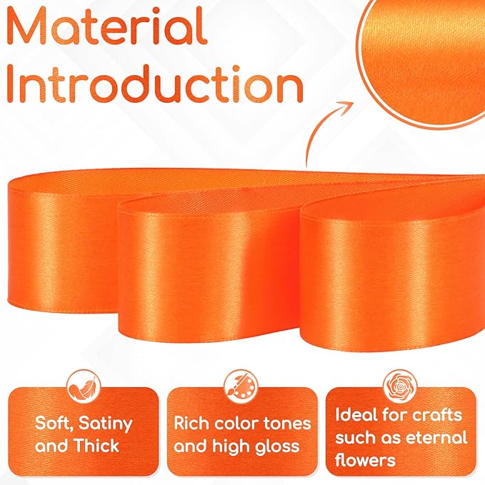 Orange Satin Ribbon 1-1/2 Inch 30 Yards, Orange Ribbon for Gift Wrapping, Flower Bouquet, Crafts, Halloween, Christmas, Wedding, Thanksgiving, Easter