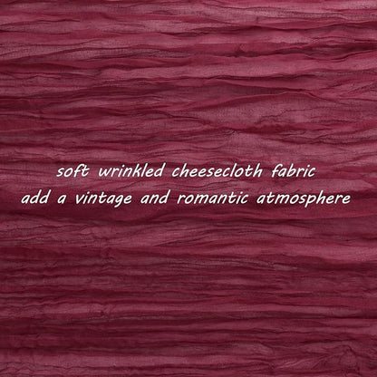 12 Pack 13Ft Cheesecloth Table Runner 35x157 Inch Boho Gauze Rustic Long Table Runner for Wedding Bridal Shower Birthday Party Table Decor (Burgundy)