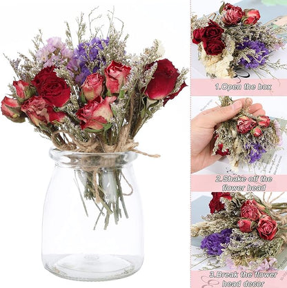 10 Pack Dried Flower Bouquets Mini Dried Flower with Stem Forget Me Not Dried Embossing Natural Flower Bundles Artificial Flower Dried Floral Arrangement for Vase DlY Wedding Decor (Forget Me Not)