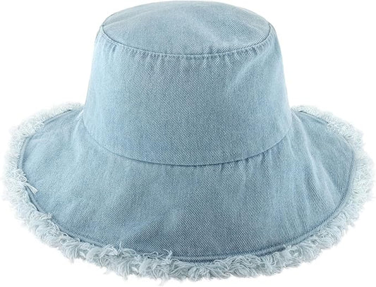 CHOK.LIDS Frayed Bucket Hats for Women Men Unisex Trendy Washed Cotton Floppy Wide Brim Boonie Outdoor Summer Beach Headwear
