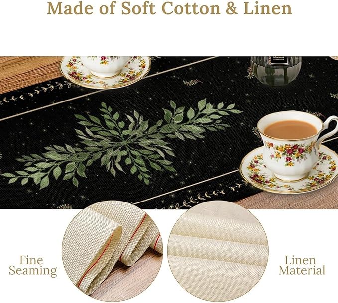 Gothic Moth Table Runner, Boho Vintage Floral Gothic Sun Moon Phase Mystical Witchy Farmhouse Coffee Table Center Decor for Home Kitchen Dining Patio Holiday Party Table Decorations 13x108 inches