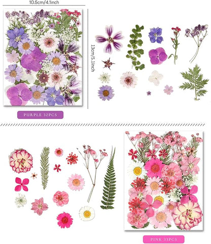 110+PCS Pressed Flowers for Resin molds Real Dried Flower Leaves for Resin Jewelry Making Dry Flowers for Scrapbooking Crafts DIY Soap Candles Making Nails Décor (Colorful-A)