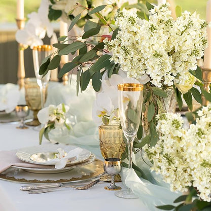 4PCS 25.6inch Lilac Artificial Flowers White Fake Delphinium Long Stem Silk Real Touch Flower Faux Lilac Floral Arrangement for Tall Vase Table Centerpieces Wedding Garden Home Decoration（White）
