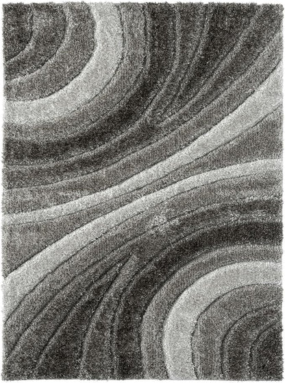 LUXE WEAVERS Lantanas Collection 7070 Grey 5x7 Modern Shag Geometric Area Rug