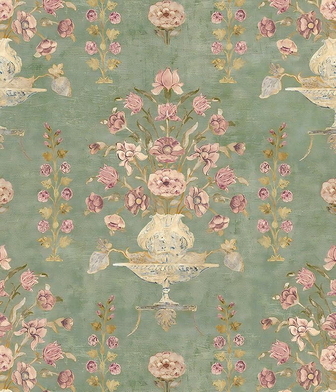 Orainege Floral Wallpaper Peel and Stick Wallpaper Modern Contact Paper 16.9in x 118.1in Self Adhesive Wall Paper for Bedroom Bathroom Shelf Liner Decor Removable