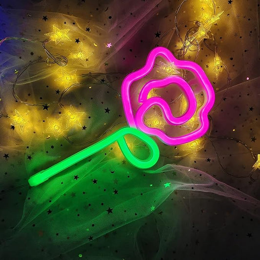 ENUOLI Pink Rose LED Neon Sign, USB/Battery Powered, 11x5.5 inch, Home Decor, Party Lamp, Valentine's Day Present