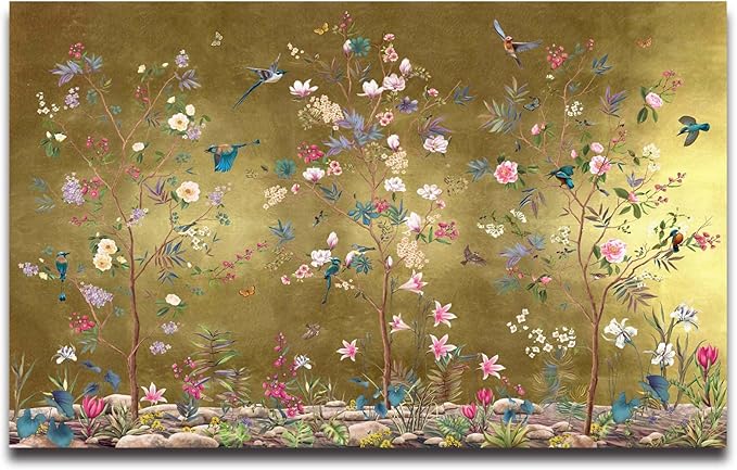 Wall Mural 3D Wallpaper - Flowers and Birds Design, 158"x110" (Not Self-Adhesive)