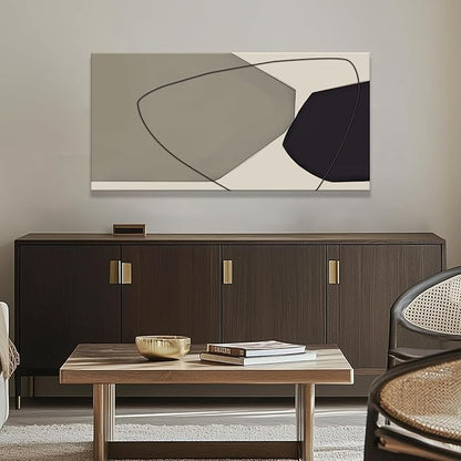 Suconvng Canvas Art Wall Decor Color Block Line Art Prints Black And Grey White Geometric Color Block Art Painting Modern Artwork Decorations For Living Room Pictures For Bedroom Wall Decor 24x48 In