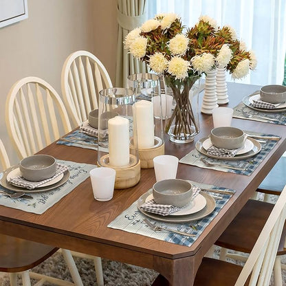 Farmhouse Spring Flower Placemats Set of 6 Every Day is A Gift Rustic Floral Double-Sided Table Mats for Dining Room Home Party Indoor 6 PCS 12x18 Inch