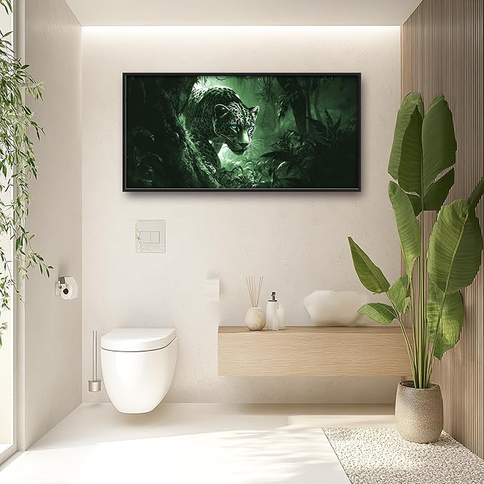 Forest Leopard Large Decor Framed Wall Art Animal Pictures for Living Room, Oversized Canvas Print Painting Modern Extra Large Framed Artwork for Bedroom Office Home Decor 60"x30"