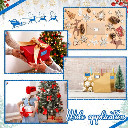 Zonon 720 Self-Adhesive Kraft Christmas Name Tags - Natural Kraft Paper Tags & Stickers for Decoration