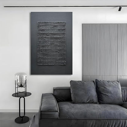 Hand-Painted 45x30 inch Black Abstract Wall Decoration Oil Painting Thick Texture Minimalist Art Home Wall Decoration Painting