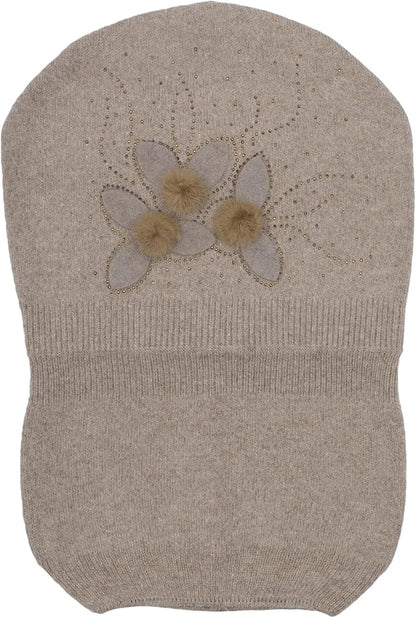 ZLYC Women Floral Slouchy Beanie Hat Double Layer Winter Knit Skull Cap