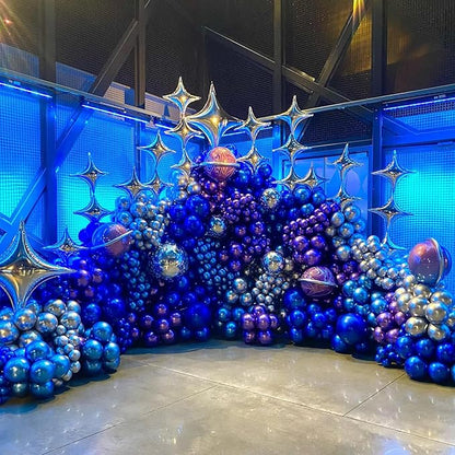 Togvu Metallic Blue Balloons Different Size, 123 Packs Blue Balloons Arch Kit, Pack of 18 12 10 5 Inch Chrome Blue Balloons Garland for Graduation Baby Shower Birthday Wedding Decoration