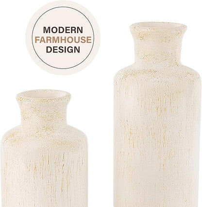 Creative Scents Rustic Luxe Vase Set - Vases for Decor, Perfect for Holding Pampas Grass, Dried/Fresh Flowers, Vases for Your Kitchen, Bedroom, Office, Living Room, Bathroom, or Shelf Decor